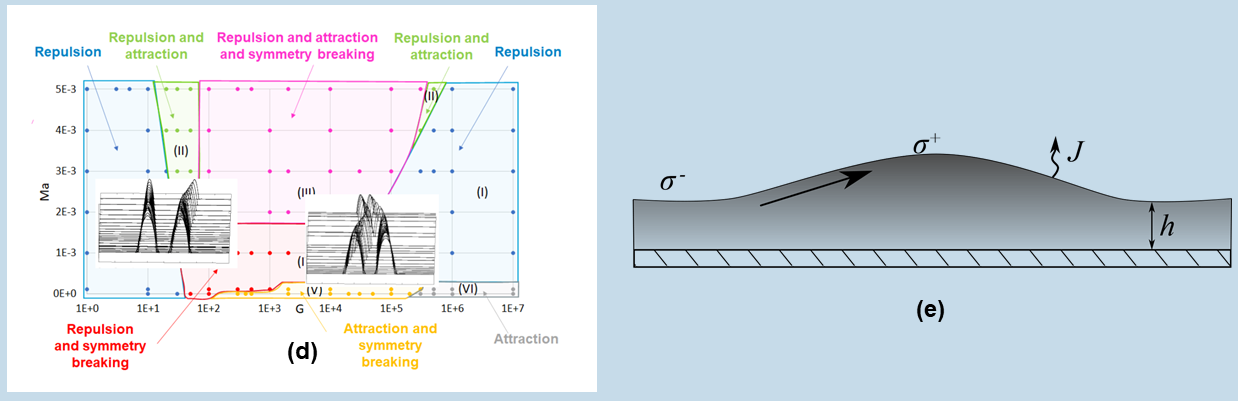 (d) Complexities in phase-change of sessile drops by George Karapetsas; (e) Non-uniformities in multicomponent liquid coatings by Satish Kumar.