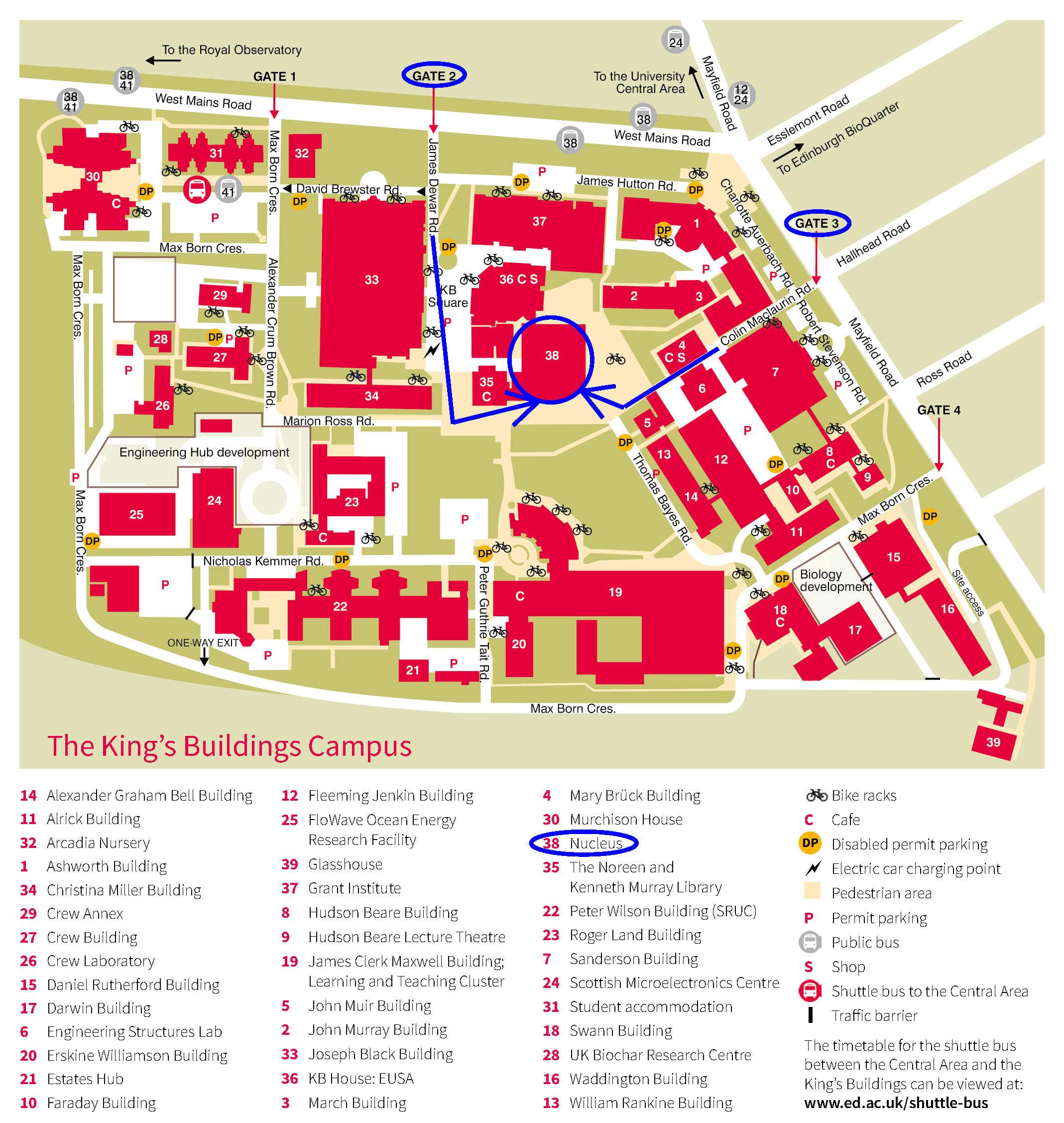 King's Buidlings Illustrative map with directions to the Nuclues building
